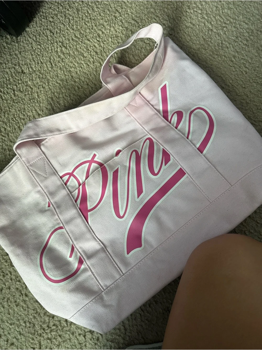 Victoria's Secret Pink Script Light Pink Canvas Tote